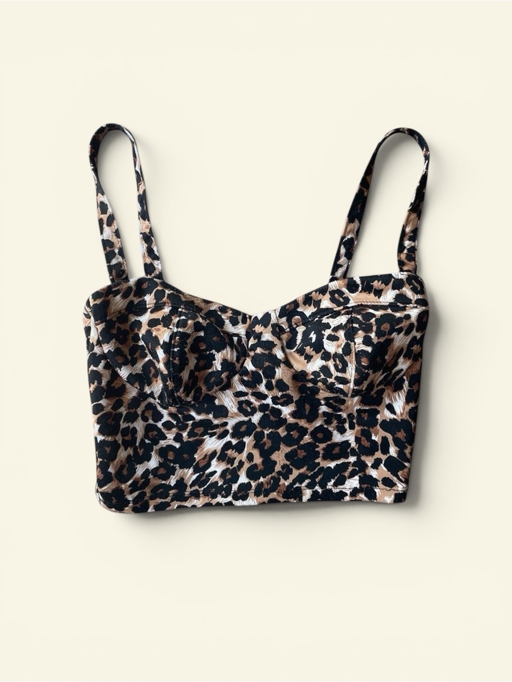 Charlotte Russe Brown Leopard Bustier Crop Top Animal Print Camisole Y2K Size S